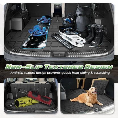 Cartist Cargo Mat & Backrest Mat Fits for Kia Telluride 2020 2021 2022 2023 2024 2025 (7/8 Passenger) All Weather TPE Trunk mat for Telluride Car Accessories for Telluride 2020-2025 - size: 4)Kia Telluride (7/8 Seats)【20-25】
