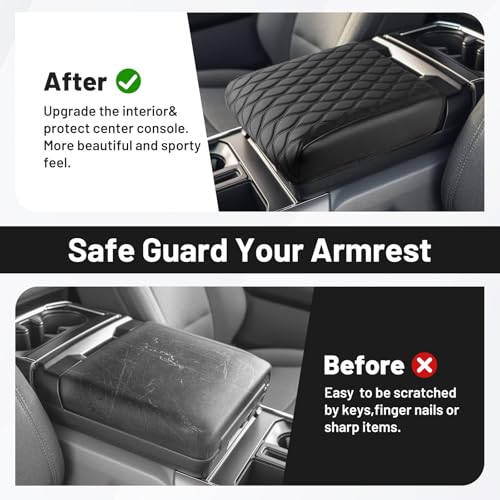 Autorder Center Console Cover for 2021-2026 Ford F150 F-150 Accessories Armrest Cushion Cover Leather Middle Console Pad Anti-Scratch Armrest Pad for Pet(Bucket Seat Only) - size: 2021-2026 Ford F150 with Bucket Seat