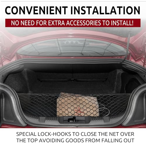 Envelope Style Automotive Elastic Trunk Cargo Net for Ford Mustang 2015-2025 - Premium Trunk Organizer and Storage - Luggage Net for Coupe - Car Organizer for Ford Mustang 2015-2025