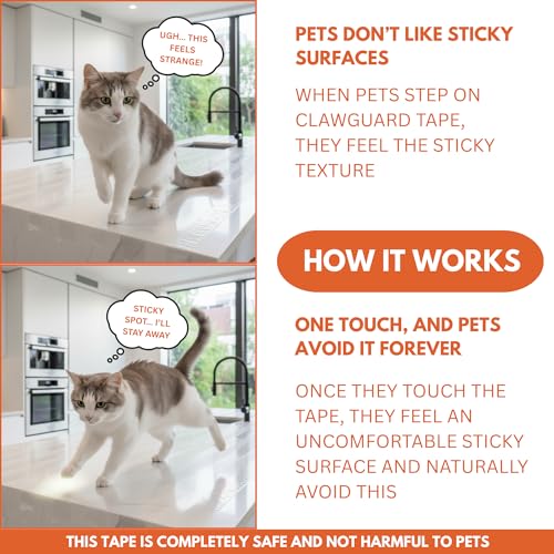 CLAWGUARD Protection Tape Strips – 20 Pre-Cut 12x4 in Scratch Barriers – Door Scratch Protector Dog & Cat – Couch Protector from Cat Claws