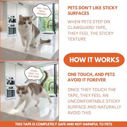 CLAWGUARD Protection Tape Strips – 20 Pre-Cut 12x4 in Scratch Barriers – Door Scratch Protector Dog & Cat – Couch Protector from Cat Claws