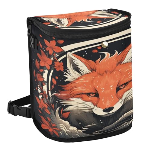 MNSRUU Car Trash Can with Lid, Fox and Flowers Car Trash Bag Hanging Organizers and Storage for Front Back Seat, Leak-Proof Trash Bin - color: Fox I 3299