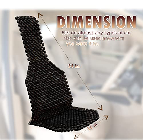 Beaded Seat Cushion Car Driver Seat Cover with Durable & Double Strung Natural Wood Beads- Cooling Comfort Ventilated Massaging Support Cushion for Auto Cars -1 Pack Black - color: 1 Pack Black