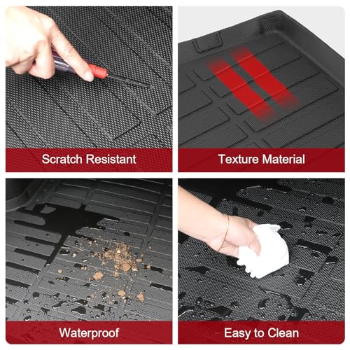 IKON MOTORSPORTS TPE Cargo Trunk Liner, Compatible with 2019-2025 Cadillac XT4, Custom Fit All Weather Protection Heavy Duty Rear Trunk Tray Cargo Mats Protector, Black