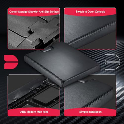Center Console Lid Replacement Kit Compatible with Chevy Avalanche Silverado Suburban, Compatible with GMC Tahoe Sierra Yukon for 924835, 20864151, 20864153, 20864154, 924-835 - color: Black