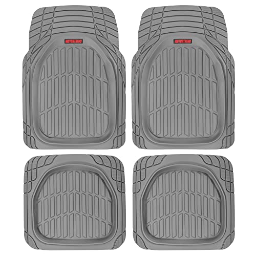Motor Trend MT-921-GR FlexTough Tortoise - Heavy Duty Rubber Floor Mats for Car SUV Van & Truck - All Weather Protection - Deep Dish (Gray) - color: Gray