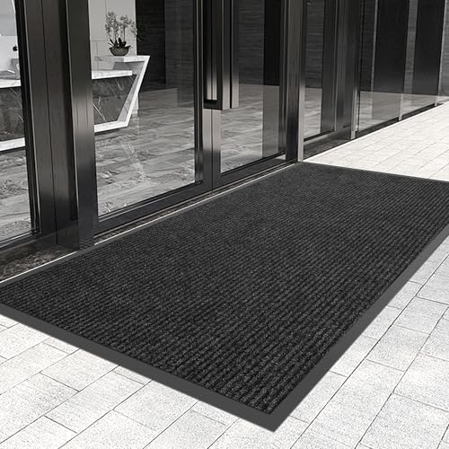 Front Door Mat 2′ x 16′ Custom Sizes,Heavy Duty Doormat for All Weather,Waterproof Rubber Backing Low Profile Indoor Entrance Outdoor Mats,Commercial Floor Mats for High Traffic Area - color: Black Stripe, size: 2ft x 16ft