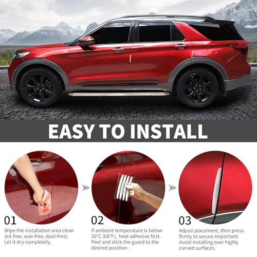 6 Inch 4Pcs 3D Carbon Fiber Texture Car Door Edge Protector Trim Strip Anti-Scratch and Anti-Collision Side Door Protectors Vehicle Exterior Accessories Sticker White