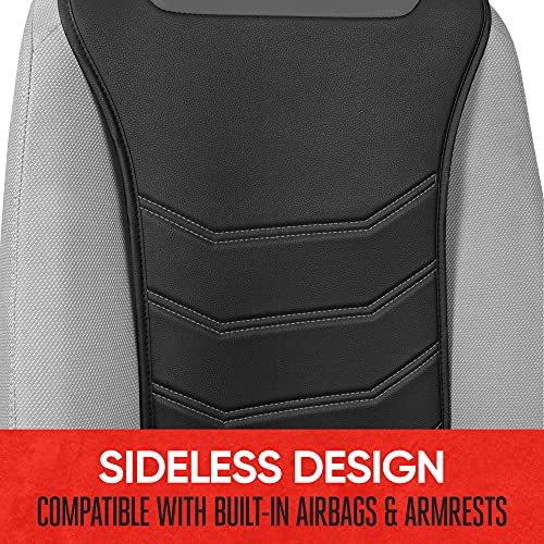 Motor Trend LuxeFit Gray Seat Covers for Cars Trucks Van SUV (2 Pack), Premium Faux Leather, Easy to Install Automotive Seat Covers with Storage Pockets, Fits Most Vehicles - color: Black/Gray