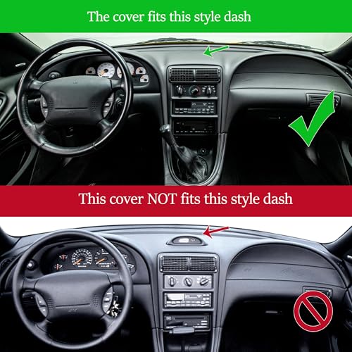 Yiz Dash Cover Mat for Ford Mustang Dashboard Pad Carpet (Black) J136