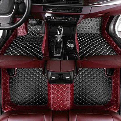 Custom Waterproof Leather Car Floor Mats Fit for Most Car SUV Truck & Sportscar All Weather Protection Vehicles (Black+Wine red) - color: Black+Wine red