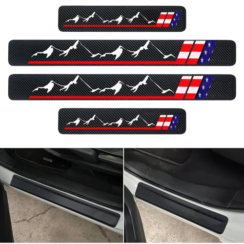 4PCS Carbon Fiber Style Door Sill Protector Guard Sills Protector Trim,Welcome Pedal Protect Compatible with Car Truck SUV Universal American Flag Car Accessories