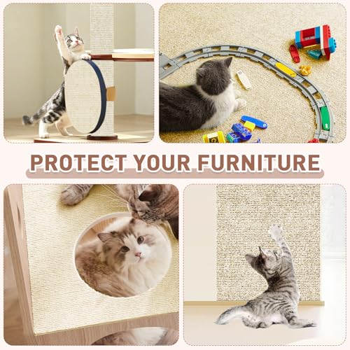 Cat Scratch Furniture Protector for Couch, Wall & Door Guard, Trimmable Self-Adhesive Scratch Pad, DIY Climbing Mat, Deterrent, Scratching Post Replacement (118''x15.8'', Khaki)