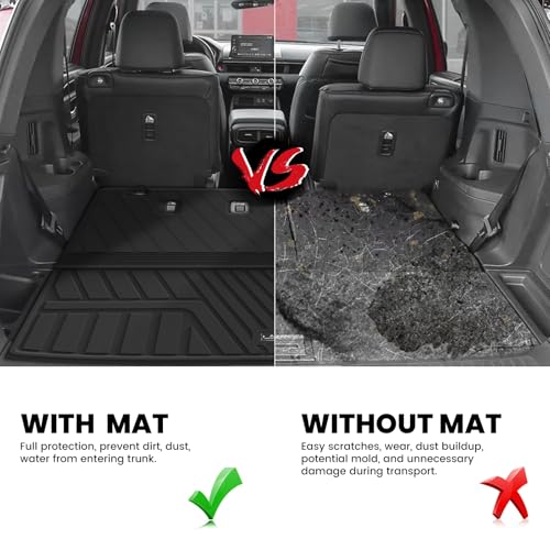 LASFIT Cargo Mat with Backrest Mat for Honda Pilot 2023 2024 2025 2026, Split & One-piece Foldable Seating TPE Custom Fit Trunk Mat Cargo Liner with Seatback Mat Accessories, Black - style: 3）For Honda Pilot | 2023-2026 | Trunk Mat