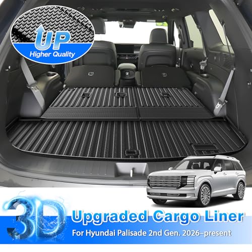 Cartist Trunk Mat Fits for 2026 Hyundai Palisade Gas Cargo Liner, TPE All Weather Cargo Mat for Palisade Accessories (with Backrest Mat) - size: 6)Hyundai Palisade 26