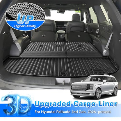 Cartist Trunk Mat Fits for 2026 Hyundai Palisade Gas Cargo Liner, TPE All Weather Cargo Mat for Palisade Accessories (with Backrest Mat) - size: 6)Hyundai Palisade 26