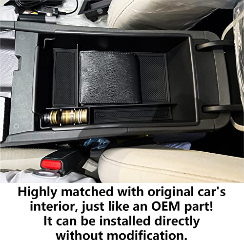 Center Console Organizer Tray Compatible with Hyundai Sonata Accessories 2020 2021-2022 2023 Limited N-Line Interior Armrest Secondary Storage Box ABS Material, Black Trim