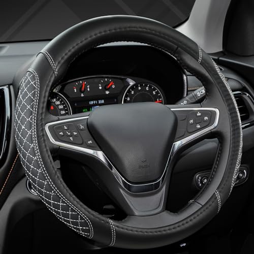 West Llama Customized Auto Car Steering Wheel Cover for Toyota Rav4 Corolla Camry Highlander (Diamond Quilted-Black+Gray-Standard Size) - color: B-Black+Gray, size: Standard Size (14 ½''-15'')