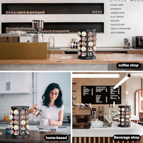 CEHNCEH K Cup Holder, Coffee Pods Holder Storage Organizer Stand Carousel Compatible with 40 Keurig K-Cup Pods, Home or Office Kitchen Counter (Black) - color: Black