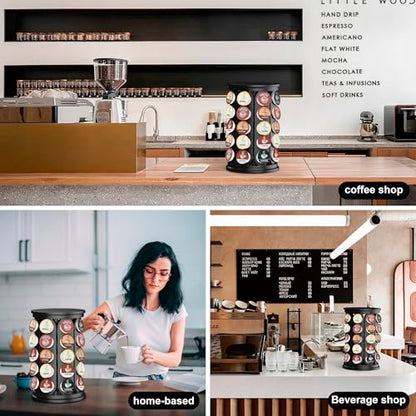 CEHNCEH K Cup Holder, Coffee Pods Holder Storage Organizer Stand Carousel Compatible with 40 Keurig K-Cup Pods, Home or Office Kitchen Counter (Black) - color: Black