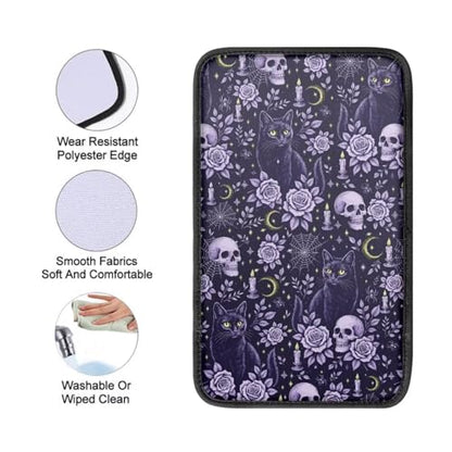 Purple Skull Rose Spiderweb Print Car Center Console Cover,Universal Car Armrest Cover,Easy to Install - color: Purple Skulls
