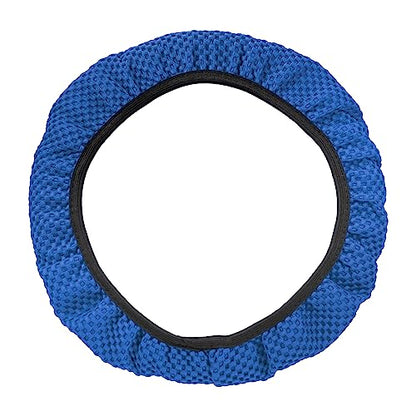 X AUTOHAUX Steering Wheel Cover Universal Elastic Stretch Antislip Breathable Microfiber Ice Silk Interior Trim Wheel Protector for Car Truck SUV Blue - color: Blue
