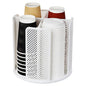 Rotating Cup Dispenser, Coffee Cup Holder with 4 Compartments, Disposable Paper Cup Organizer Fits 5 to 16 oz Cups for Kitchen Cabinets, Detachable Plastic Cup Stand & Lid Holder, White - color: White