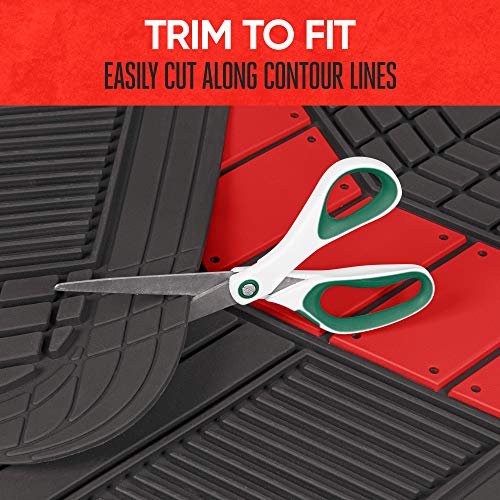 Motor Trend DualFlex Two-Tone Sport Design All-Weather Rubber Floor Mats for Car, Truck, Van & SUV - Waterproof Front & Rear Liners with Drainage Channels, Red - color: Red