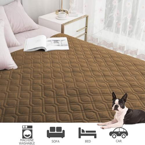 Ameritex Waterproof Dog Bed Cover Pet Blanket for Furniture Bed Couch Sofa Reversible - color: Camel+camel, size: 30x53 Inch (Pack of 1)