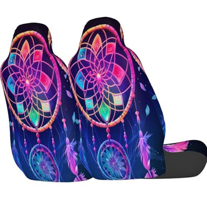 Dujiea Dream Catcher with Feathers Car Front Seat Covers 2 Pcs Universal Auto Seat Covers Front Seats Only, Vehicle Bucket Seat Protectors Fit for Most Car SUV Sedan and Truck - color: Dream Catcher With Feathers