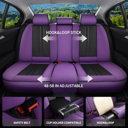 Car Seat Covers Full Set Fit for KIA Seltos 2021-2026, Automotive Luxury Faux Leather Seat Covers 5 Seats, Breathable Anti-Slip Seat Protectors (Black&Purple,Full Set)