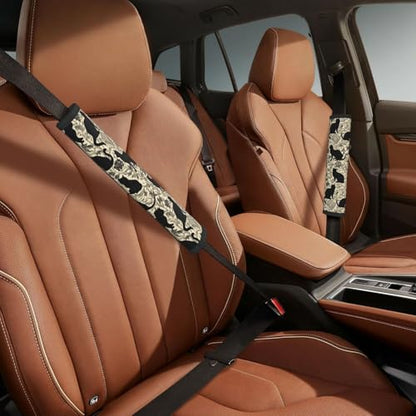 Cat Steering Wheel Cover Elastic Non-Slip Car Steering Wheel Covers with Seat Belt Shoulder Pad for Women Men - color: Cat