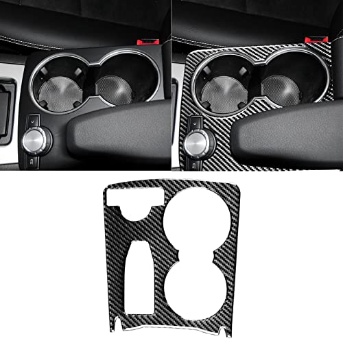 for Mercedes-Benz C Class W204 C180 C200 C300 C250 C63 AMG 2007-2014 Real Soft Carbon Fiber Central Console Armrest Cup Holder Panel Frame Guard Cover Sticker Car Interior Accessories - color: Cup Holder B