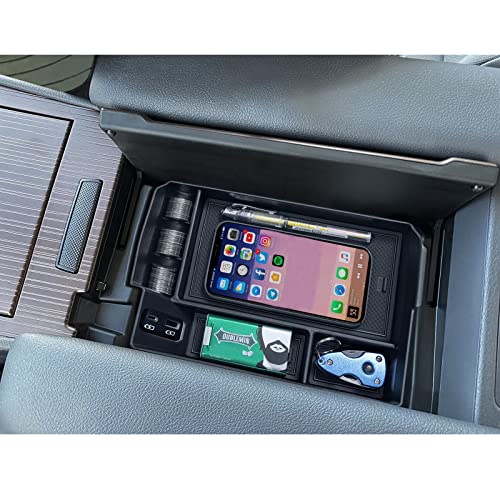 TOPINSTALL Center Console Organizer Compatible with 2021-2026 Toyota Sienna Accessories, Armrest Box Secondary Storage Tray Coin Container ABS Plastic-Black