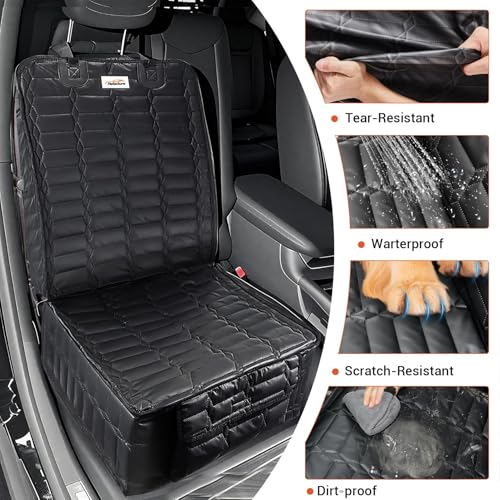 Reliadura Front Seat Covers for Dogs, Waterproof Leather Dog Car Seat Cover, Full Coverage Nonslip Scratchproof Pet Car Seat Protector, Fits Cars, Small Trucks, SUVs Bucket Seat Cover