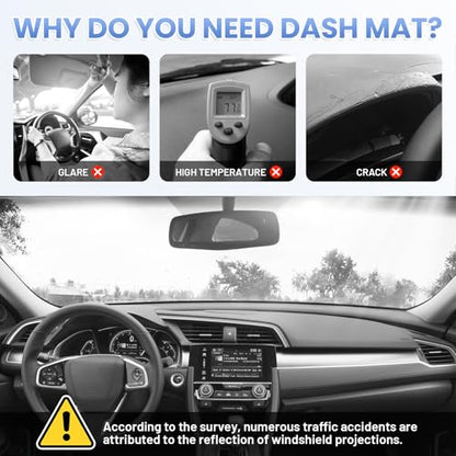 Sunsdrew Dash Cover for 2016-2021 Honda Civic Dashboard Cover Mat for Civic Accessories Sunshade Nonslip Mesh Protector No Glare - size: 16-21 Honda Civic Dash Cover