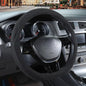 Black Suede D Shaped Steering Wheel Cover, Breathable Non-Slip Sweat-Proof Wear-Resistant No Pilling, Warm in Winter and Cool in Summer, Universal 15 inch - color: Black, size: D Shape-M[14.5''-15'']