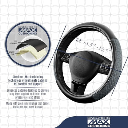 Skechers Steering Wheel Cover,Max Cushioning Leather Steering Wheel Cover Universal Fit 14" 1/2-15" Car Wheel Protector for Men Women Fit Suvs,Vans,Sedans,Car,Trucks,Gray - color: Grey