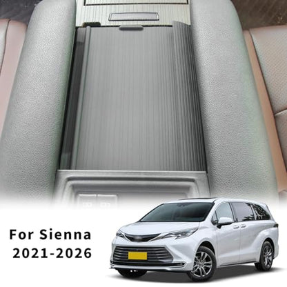Center Console Armrest Cover for Toyota Sienna 2021-2026 Silicone Armrest Anti-Slip Storage Pad Compatible with LE/XLE/XSE/Woodland Edition/Limited/Platinum(Gray) - size: Center Console Armrest Cover