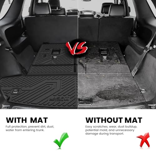 LASFIT Trunk Mat & Backrest Mat for Dodge Durango 2011-2026, Fit 2nd Row Bench Seat(7 Seats) & 2nd Row Bucket Seat (6 Seats), Not for 5 Seats, All Weather TPE Custom Fit Car Mat Cargo Liner, Black - style: 7) Durango 7 Seats | 2011-2026 | Cargo & Backrest
