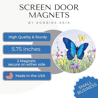 Screen Door Magnets Double Sided – Keep People, Kids, and Dogs from Running into a Screen Door. Saver - Robbins Aria Butterfly - color: Butterfly Blue