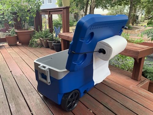 Paper Towel Holder - Versatile Patended Paper Tissue Holder - Durable Stand with Hooks for RV, Grill, Camping, Garage, Boat - Outdoor Kitchen Paper Roll Holder - Lightweight & Compact