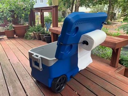 Paper Towel Holder - Versatile Patended Paper Tissue Holder - Durable Stand with Hooks for RV, Grill, Camping, Garage, Boat - Outdoor Kitchen Paper Roll Holder - Lightweight & Compact