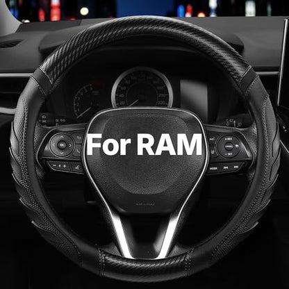 West Llama Customized Auto Car Steering Wheel Cover for Dodge RAM 1500 2500 3500, 15.5-16 inch(Black-Large Size) - color: D-Black