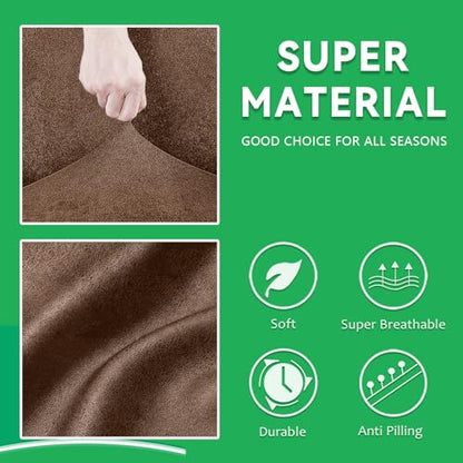 molasofa Leather Like RV Dinette Cushion Covers, RV Booth Seat Cover Stretchable Camper Cushion Couch Covers Washable Slipcovers for Camper Car Bench (1 Backrest Cover & 1 Bench Cover, Brown) - color: 01brown, size: 1 Bench Cover & 1 Backrest Cover