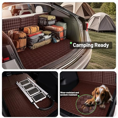 Cargo Mat Compatible with Acura MDX 2022-2024, 2025 Trunk Mat + 2ND&3RD Row Rear Backrest Mat Accessories，All Weather Premium Leather Car Trunk Liner Cover Protector
