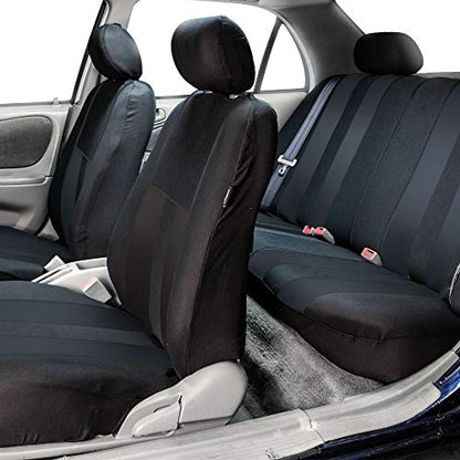 FH Group Three Row Set Striking Striped 7 Seater Car Seat Covers, Airbag Compatible & Split Ready – Universal Fit for Cars Trucks & SUVs Black - color: Black, size: 3 Row/7 Seater