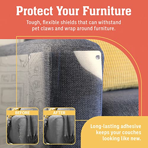 6 Pack XL Anti Cat Scratch Furniture Protector - Couch Protector from Cat Claws w/Twist Pins, Clear, Easy-to-Apply Scratching Deterrent and Shield for Sofa (Not for Leather, Velvet, Microfiber)