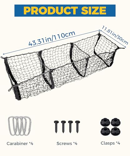 Cargo Net,Cargo Net for SUV,Truck Bed Organizer,Car Accessories Automotive Cargo Nets,3 Pocket Truck Bed Cargo Net,Truck Net Truck Storage,Mesh Storage Net for SUV, Car, Pickup Truck Bed, Etc