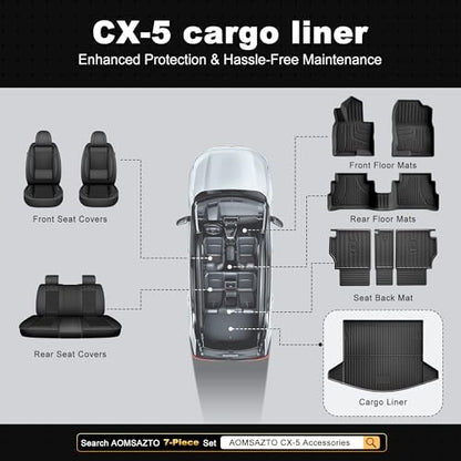 Cargo Liner with Backrest Mat Compatible with 2017-2025 Mazda CX-5 All Weather Protection CX5 Accessories - style: 18) for Mazda CX-5 2017-2025 Cargo Liner & Seat Back Mat